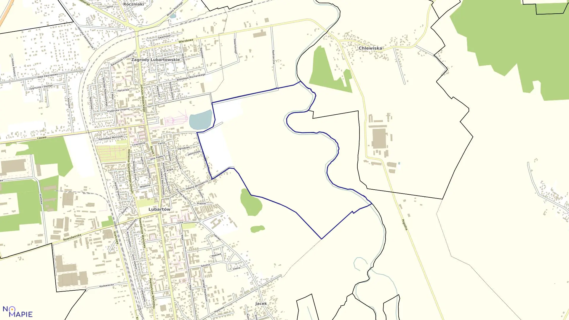 Mapa obrębu ŁĄKI NAD WIEPRZEM w mieście Lubartów