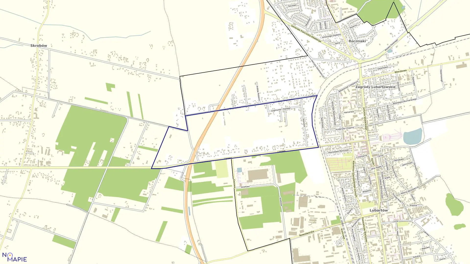 Mapa obrębu LIPOWA w mieście Lubartów