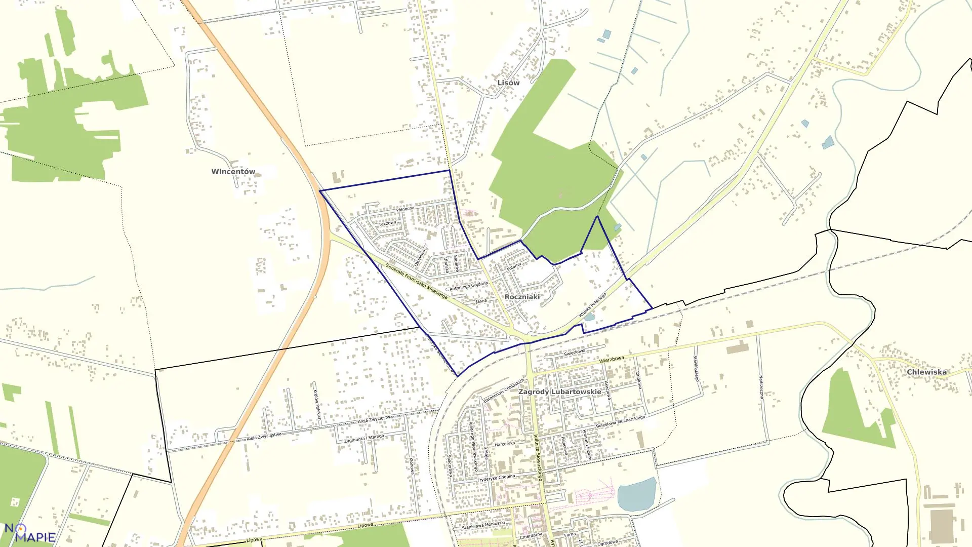 Mapa obrębu WINCENTÓW w mieście Lubartów