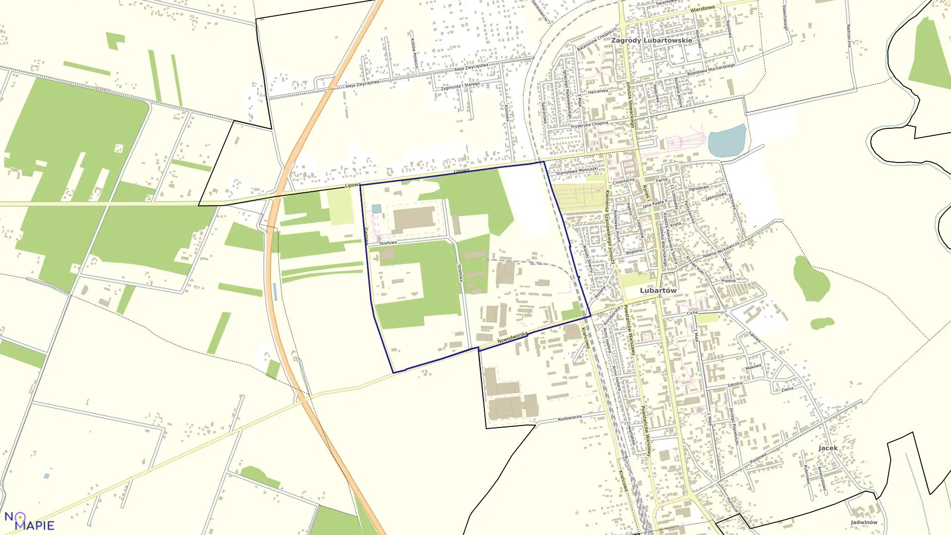 Mapa obrębu ZA FABRYKĄ w mieście Lubartów