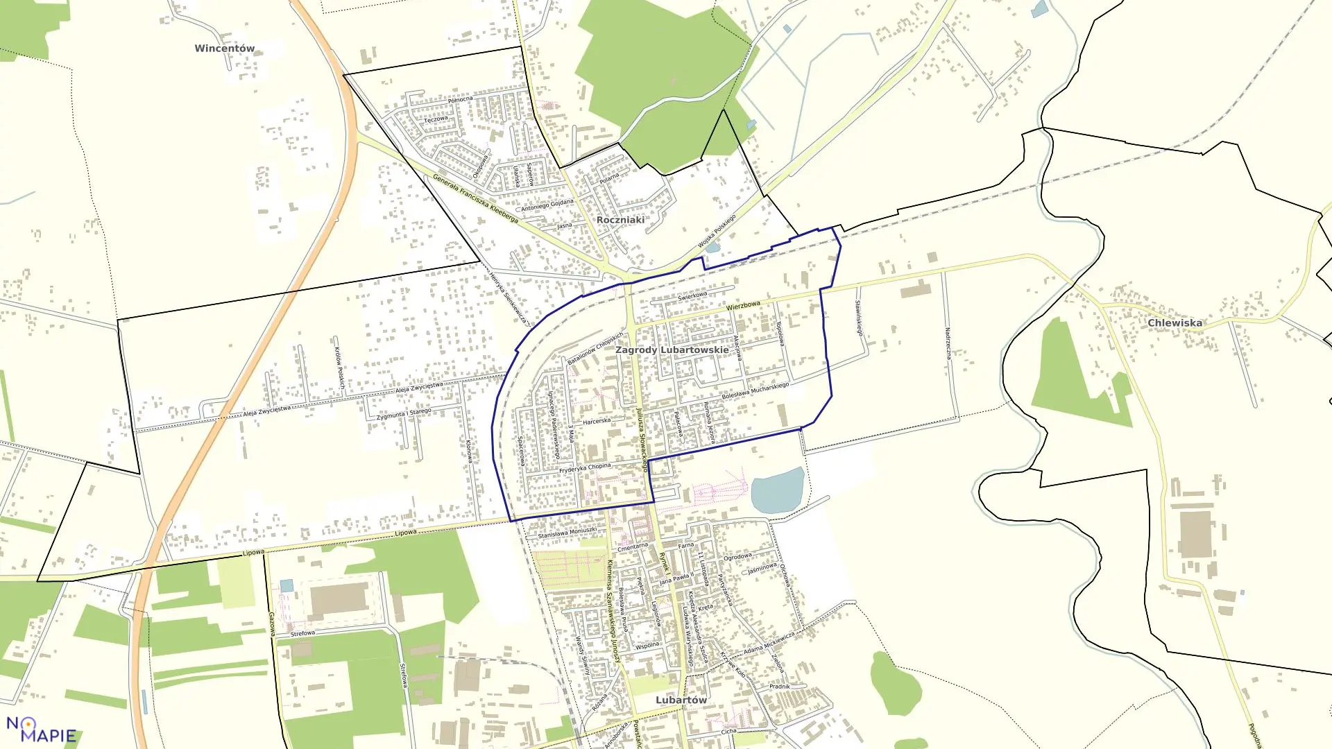 Mapa obrębu ZAGRODY LUBARTOWSKIE w mieście Lubartów